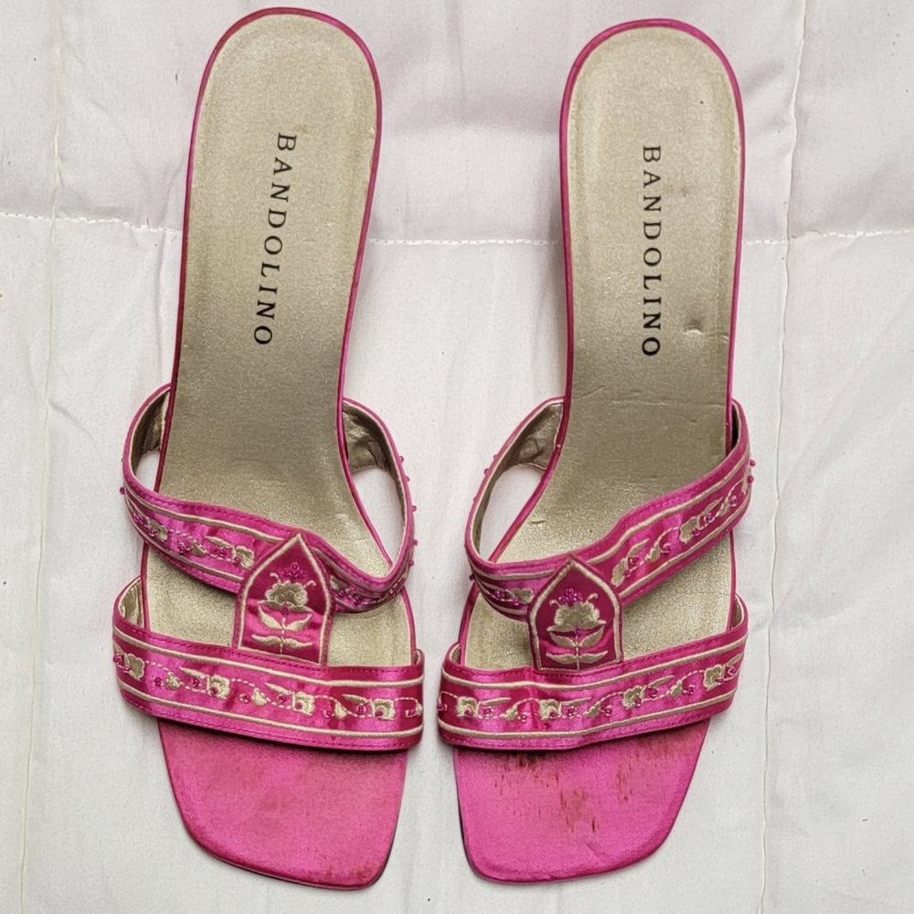 #9 - Bandolino pink embroidered sandals